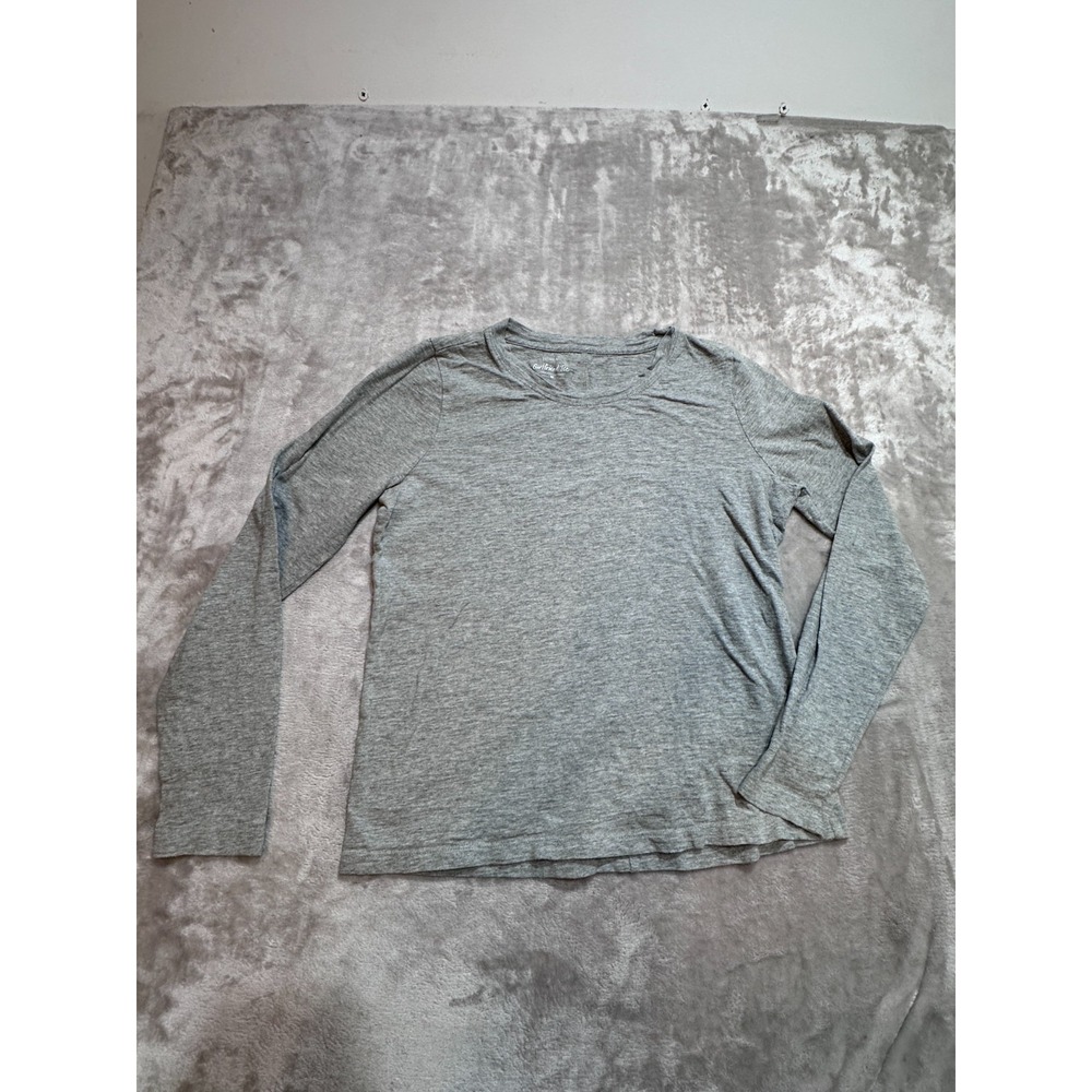J.Crew T-Shirt Womens Size Medium Gray 100% Cotton Long Sleeve Girlfriend Tee